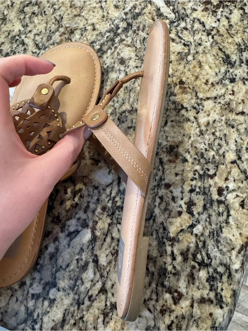 DV by Dolce Vita Tan Cutout Medallion Thong Sandals
